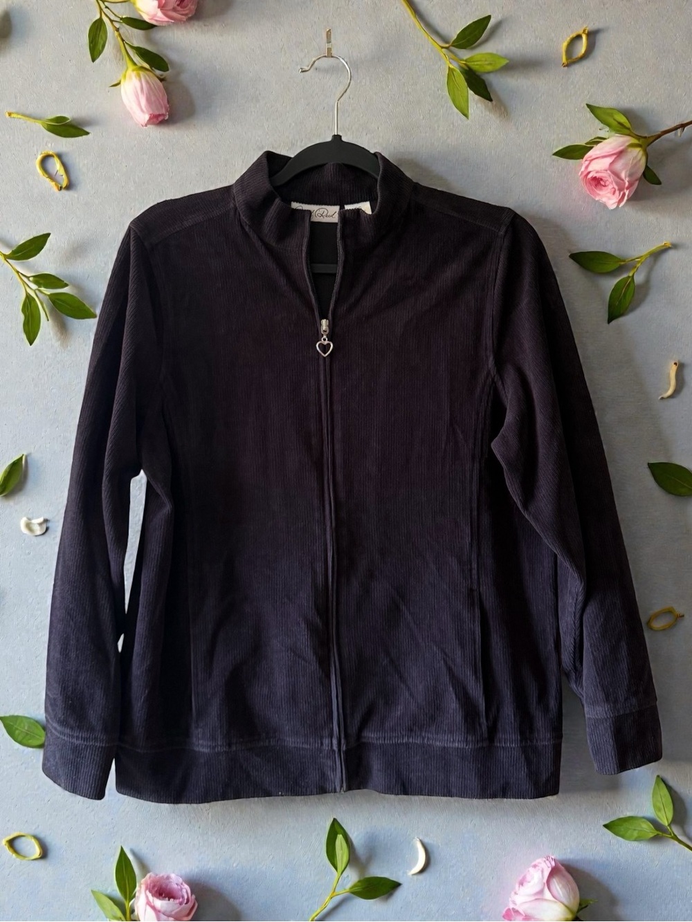 Carroll Reed Black Ribbed Zip-Front Sweater Jacket - Picture 14 of 14